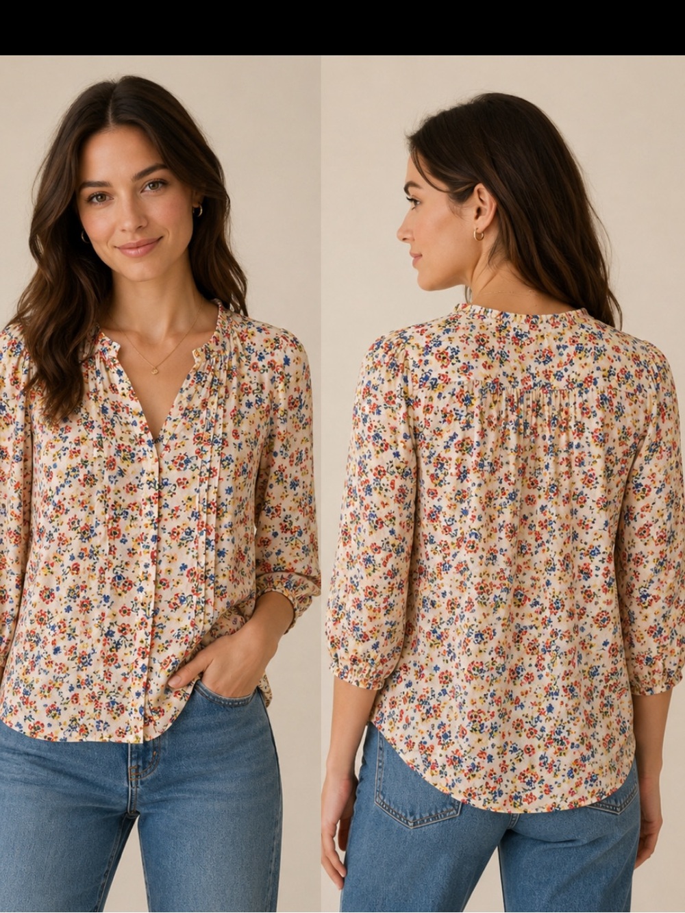Romantic, Cottagecore Soft Pink Floral long sleeve Blouse, Feminine Size S